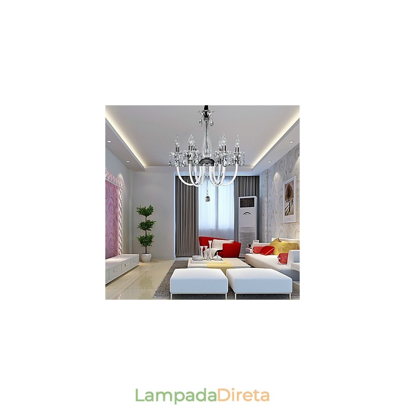 Lustre estilo americano Lodge 6 luzes com cúpula de vidro