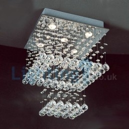Lustre moderno contemporâneo, luminária pendente embutida, luz de gota de chuva de cristal