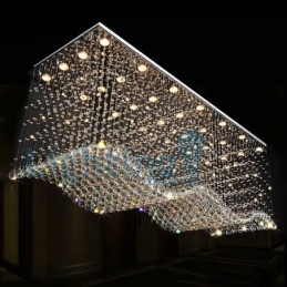 Lustre moderno contemporâneo, luminária pendente embutida, luz de gota de chuva de cristal
