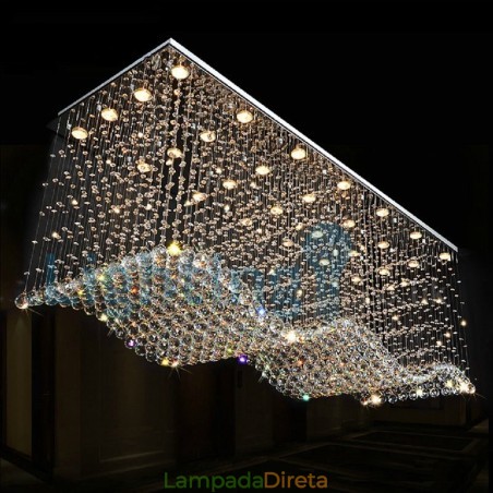 Lustre moderno contemporâneo, luminária pendente embutida, luz de gota de chuva de cristal Lustre moderno contemporâneo, luminária pendente embutida, luz de gota de chuva de cristal