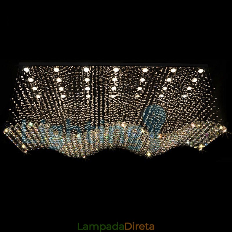 Lustre moderno contemporâneo, luminária pendente embutida, luz de gota de chuva de cristal