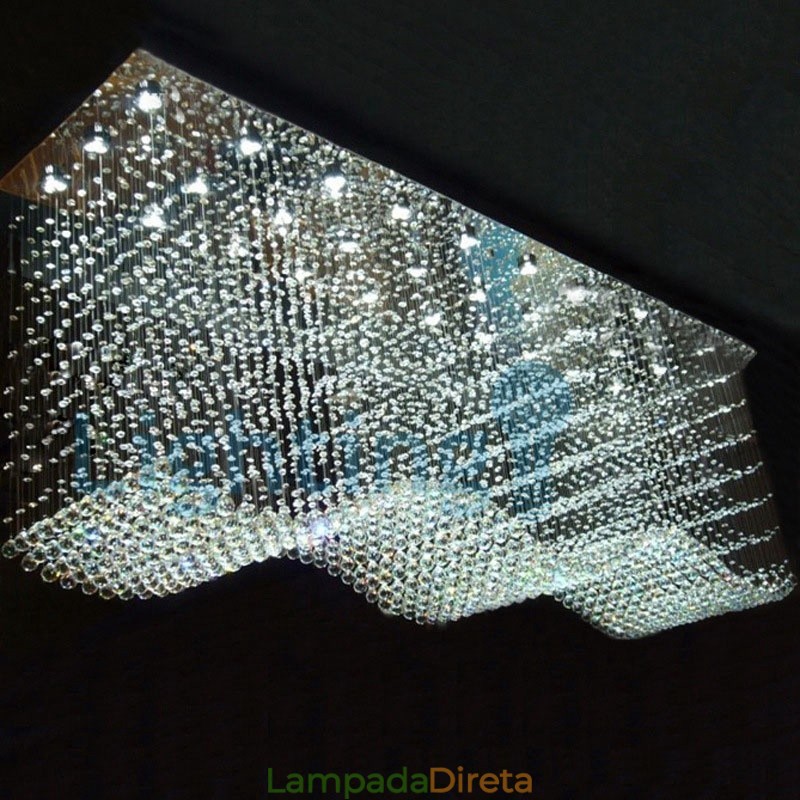 Lustre moderno contemporâneo, luminária pendente embutida, luz de gota de chuva de cristal
