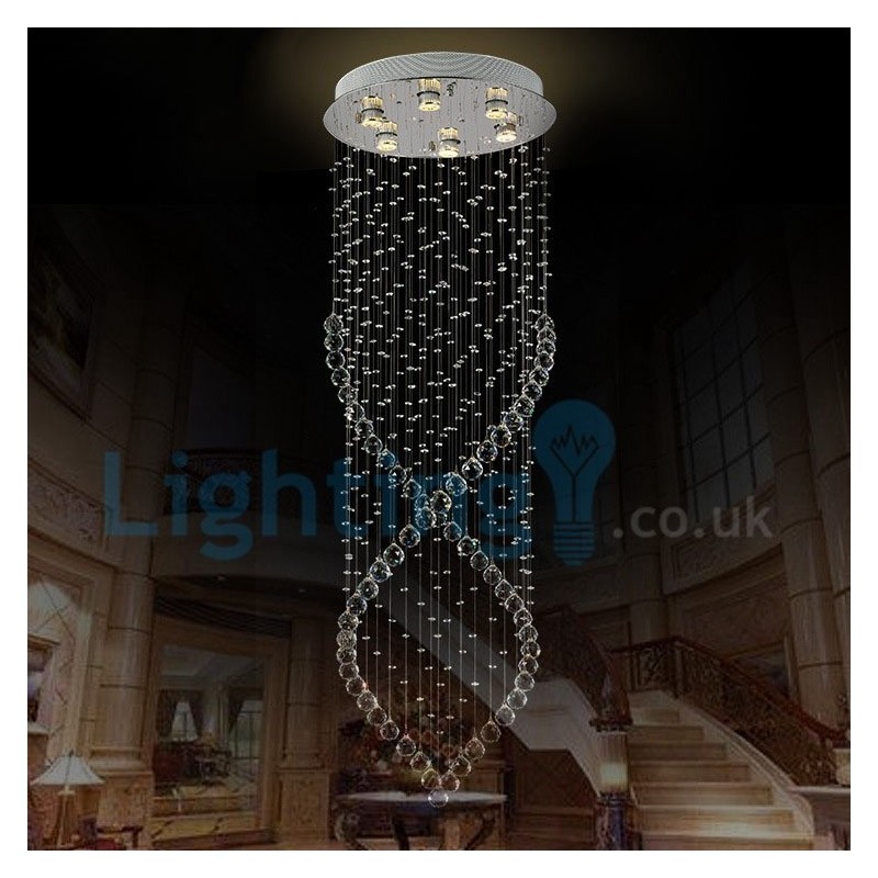 Lustre moderno contemporâneo, luminária pendente embutida, luz de gota de chuva de cristal