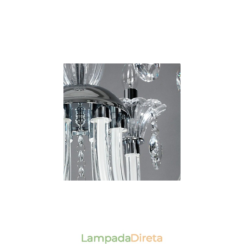 Lustre estilo americano Lodge 6 luzes com cúpula de vidro