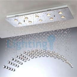 Lustre moderno contemporâneo, luminária pendente embutida, luz de gota de chuva de cristal