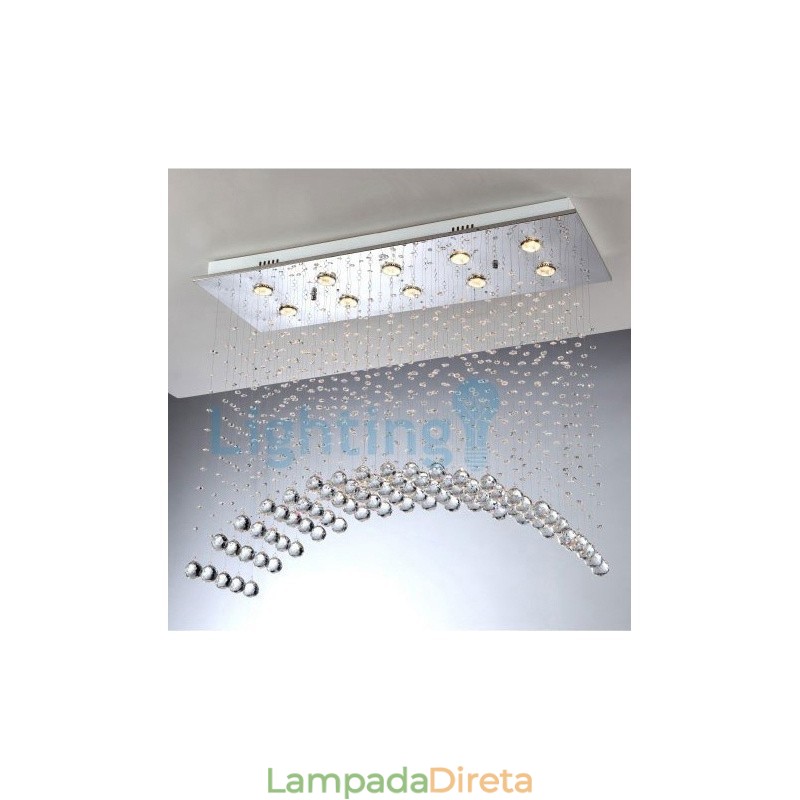 Lustre moderno contemporâneo, luminária pendente embutida, luz de gota de chuva de cristal