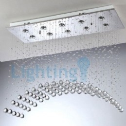 Lustre moderno contemporâneo, luminária pendente embutida, luz de gota de chuva de cristal