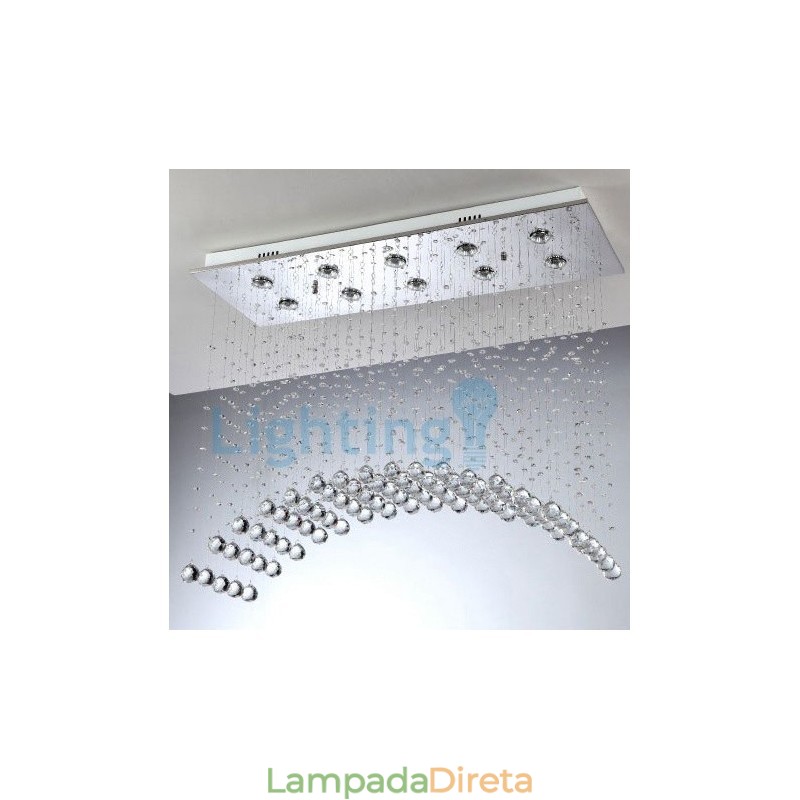 Lustre moderno contemporâneo, luminária pendente embutida, luz de gota de chuva de cristal