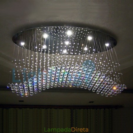 Lustre moderno contemporâneo, luminária pendente embutida, luz de gota de chuva de cristal Lustre moderno contemporâneo, luminária pendente embutida, luz de gota de chuva de cristal