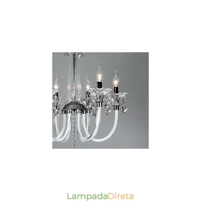 Lustre estilo americano Lodge 6 luzes com cúpula de vidro