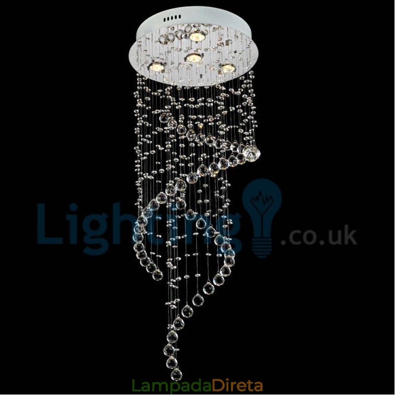 Lustre moderno contemporâneo, luminária pendente embutida, luz de gota de chuva de cristal