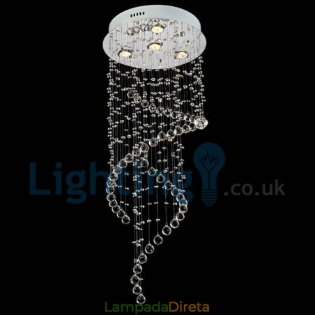 Lustre moderno contemporâneo, luminária pendente embutida, luz de gota de chuva de cristal Lustre moderno contemporâneo, luminária pendente embutida, luz de gota de chuva de cristal