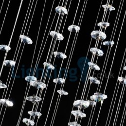Lustre moderno contemporâneo, luminária pendente embutida, luz de gota de chuva de cristal
