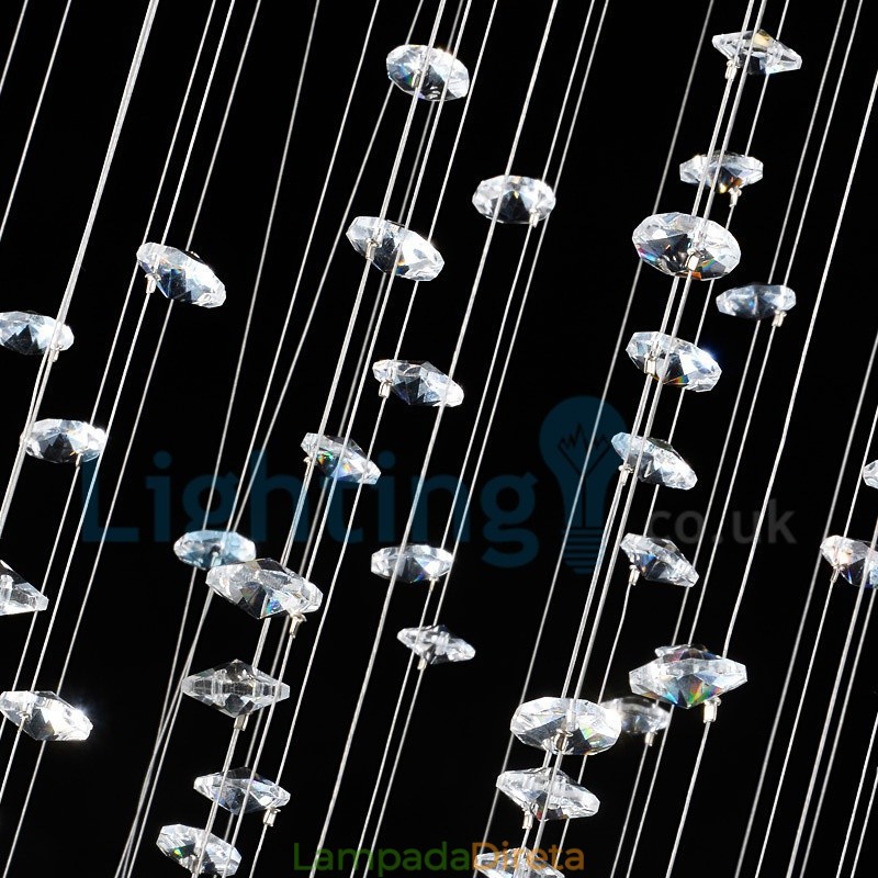 Lustre moderno contemporâneo, luminária pendente embutida, luz de gota de chuva de cristal