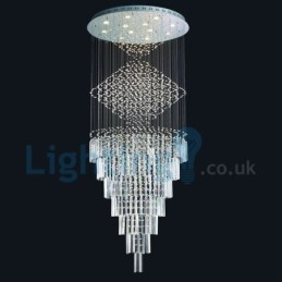 Lustre moderno contemporâneo, luminária pendente embutida, luz de gota de chuva de cristal