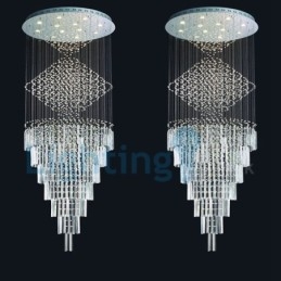 Lustre moderno contemporâneo, luminária pendente embutida, luz de gota de chuva de cristal