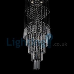 Lustre moderno contemporâneo, luminária pendente embutida, luz de gota de chuva de cristal