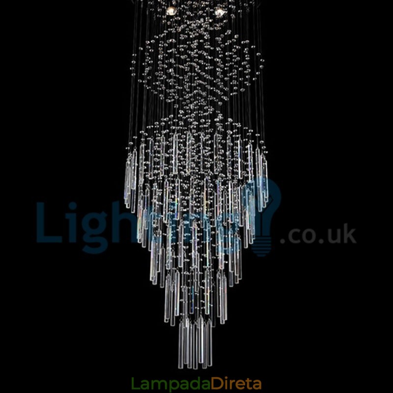 Lustre moderno contemporâneo, luminária pendente embutida, luz de gota de chuva de cristal