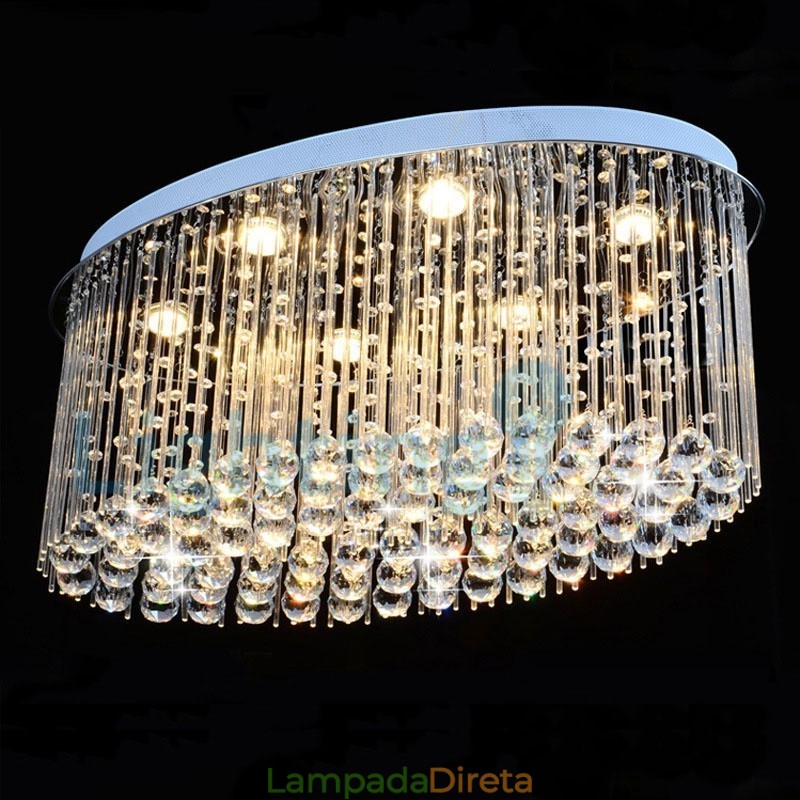 Lustre moderno contemporâneo, luminária pendente embutida, luz de gota de chuva de cristal
