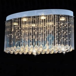 Lustre moderno contemporâneo, luminária pendente embutida, luz de gota de chuva de cristal