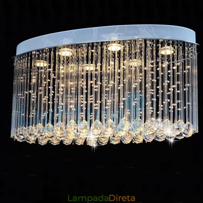 Lustre moderno contemporâneo, luminária pendente embutida, luz de gota de chuva de cristal