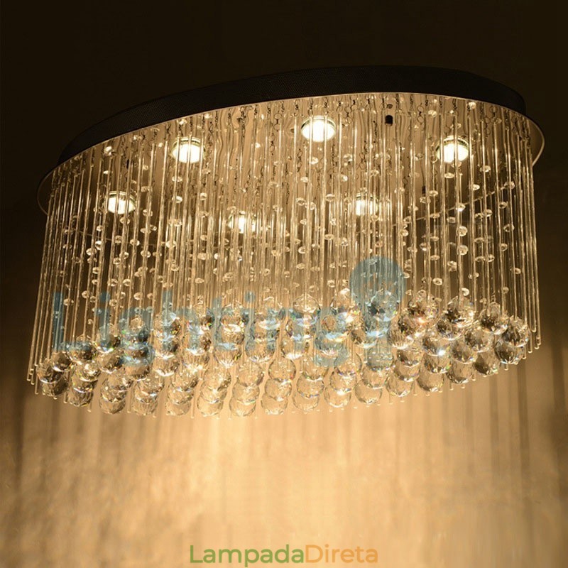 Lustre moderno contemporâneo, luminária pendente embutida, luz de gota de chuva de cristal