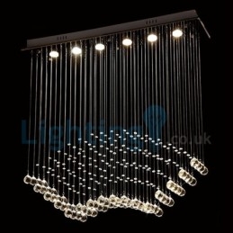 Lustre moderno contemporâneo, luminária pendente embutida, luz de gota de chuva de cristal