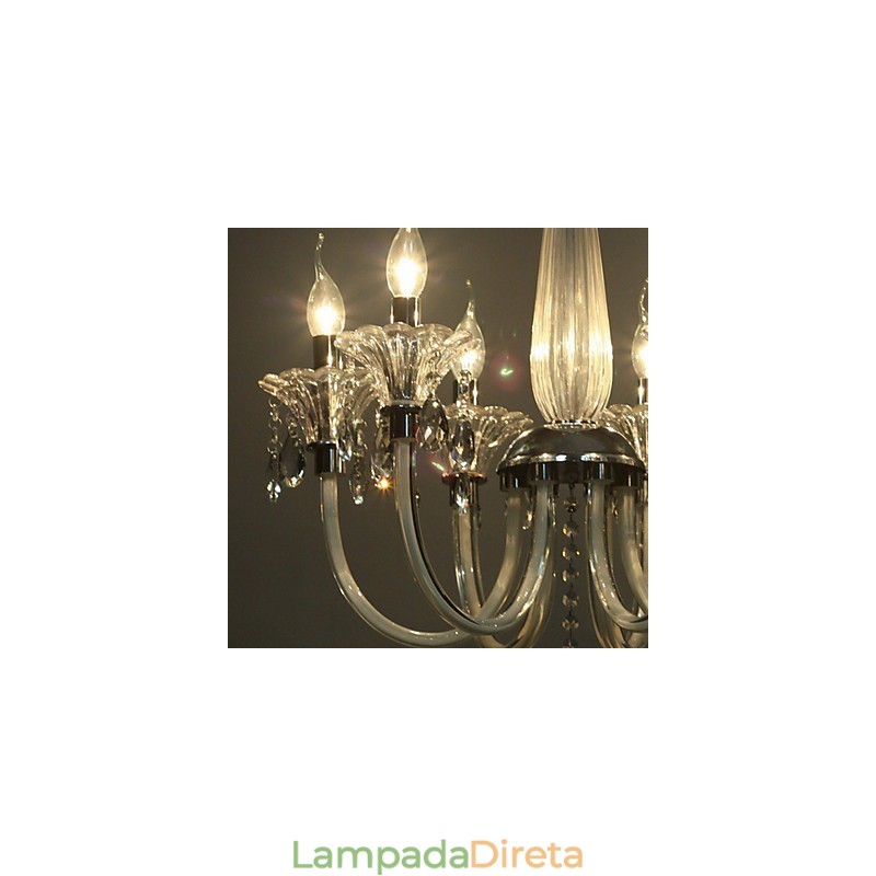 Lustre estilo americano Lodge 6 luzes com cúpula de vidro