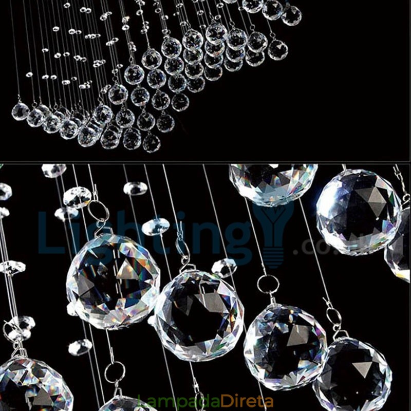 Lustre moderno contemporâneo, luminária pendente embutida, luz de gota de chuva de cristal