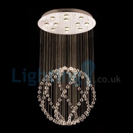 Lustre moderno contemporâneo, luminária pendente embutida, luz de gota de chuva de cristal