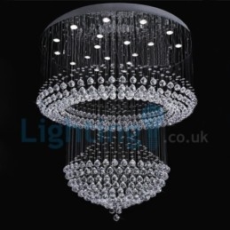 Lustre moderno contemporâneo, luminária pendente embutida, luz de gota de chuva de cristal
