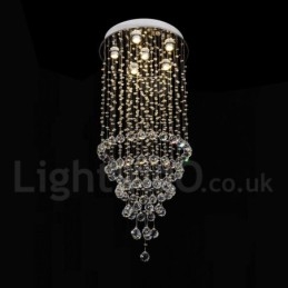Lustre moderno contemporâneo, luminária pendente embutida, luz de gota de chuva de cristal