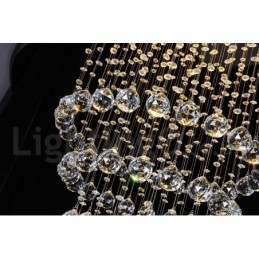 Lustre moderno contemporâneo, luminária pendente embutida, luz de gota de chuva de cristal