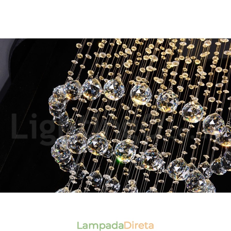 Lustre moderno contemporâneo, luminária pendente embutida, luz de gota de chuva de cristal