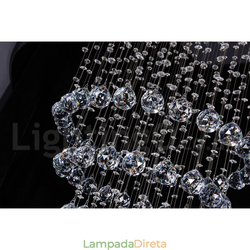 Lustre moderno contemporâneo, luminária pendente embutida, luz de gota de chuva de cristal