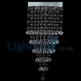 Lustre moderno contemporâneo, luminária pendente embutida, luz de gota de chuva de cristal