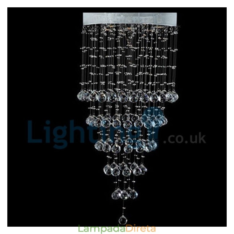 Lustre moderno contemporâneo, luminária pendente embutida, luz de gota de chuva de cristal