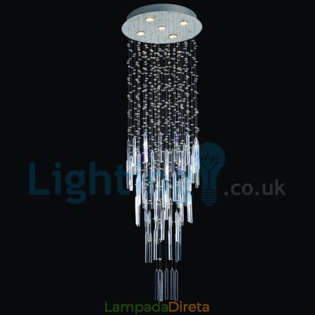 Lustre moderno contemporâneo, luminária pendente embutida, luz de gota de chuva de cristal Lustre moderno contemporâneo, luminária pendente embutida, luz de gota de chuva de cristal