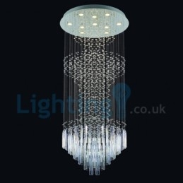 Lustre moderno contemporâneo, luminária pendente embutida, luz de gota de chuva de cristal