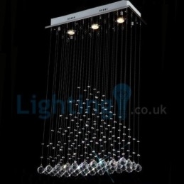 Lustre moderno contemporâneo, luminária pendente embutida, luz de gota de chuva de cristal