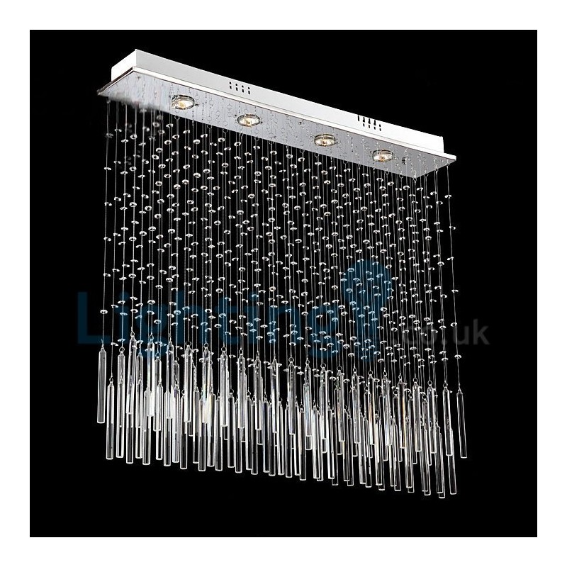 Lustre moderno contemporâneo, luminária pendente embutida, luz de gota de chuva de cristal