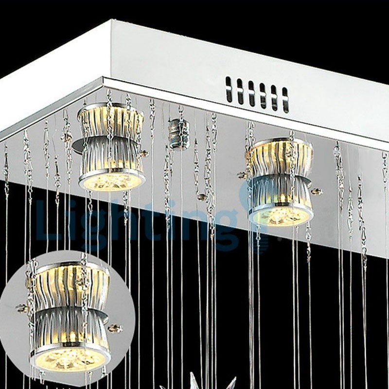 Lustre moderno contemporâneo, luminária pendente embutida, luz de gota de chuva de cristal