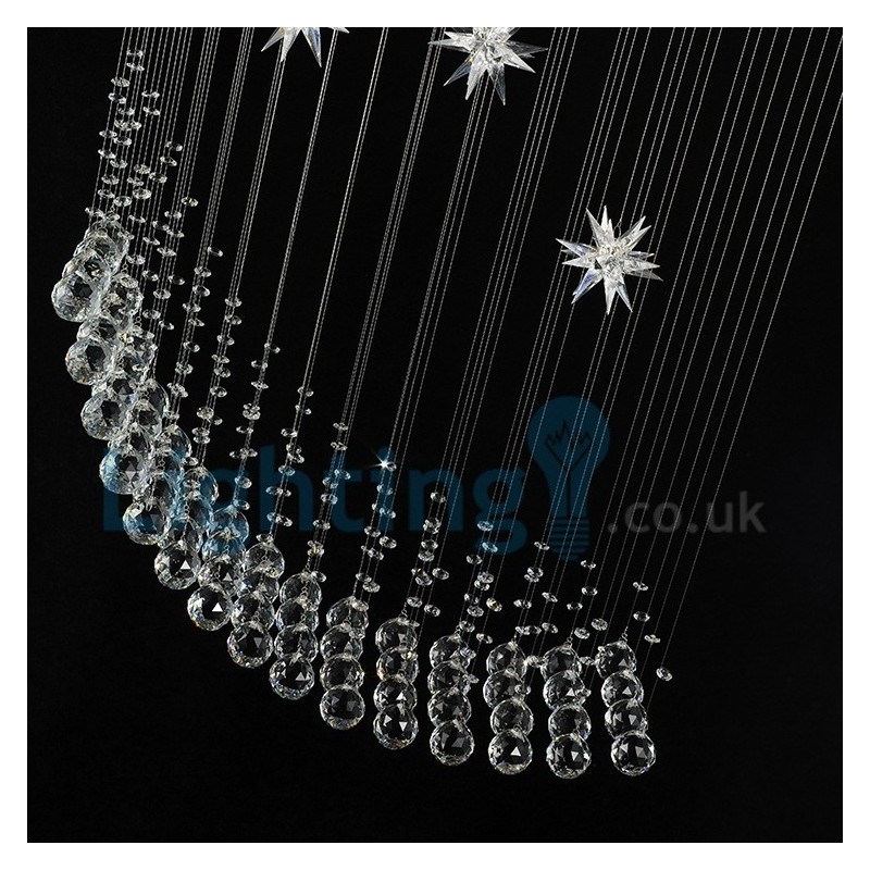 Lustre moderno contemporâneo, luminária pendente embutida, luz de gota de chuva de cristal