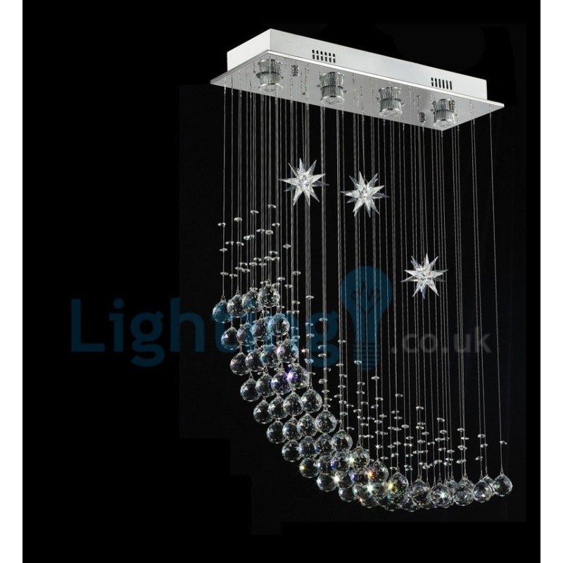 Lustre moderno contemporâneo, luminária pendente embutida, luz de gota de chuva de cristal