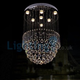 Lustre moderno contemporâneo, luminária pendente embutida, luz de gota de chuva de cristal