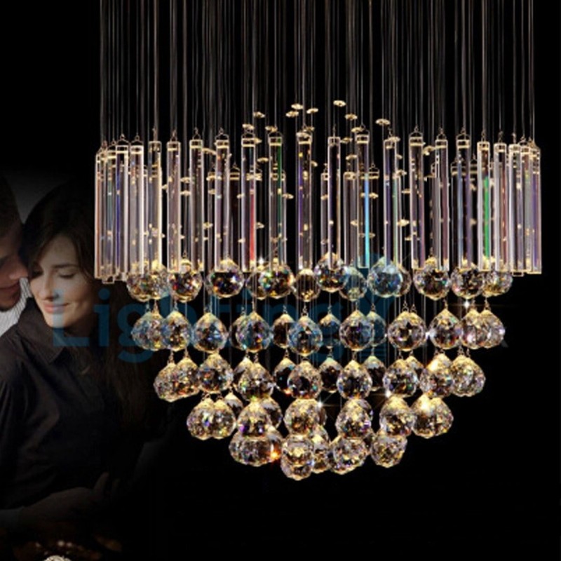 Lustre moderno contemporâneo, luminária pendente embutida, luz de gota de chuva de cristal
