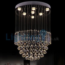 Lustre moderno contemporâneo, luminária pendente embutida, luz de gota de chuva de cristal