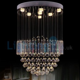 Lustre moderno contemporâneo, luminária pendente embutida, luz de gota de chuva de cristal