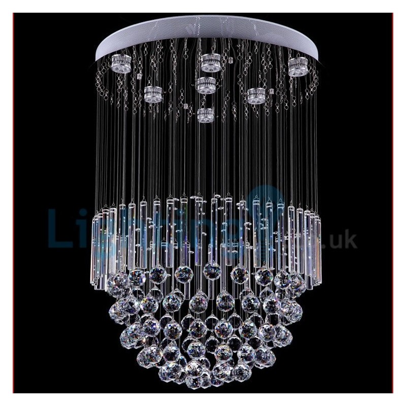 Lustre moderno contemporâneo, luminária pendente embutida, luz de gota de chuva de cristal