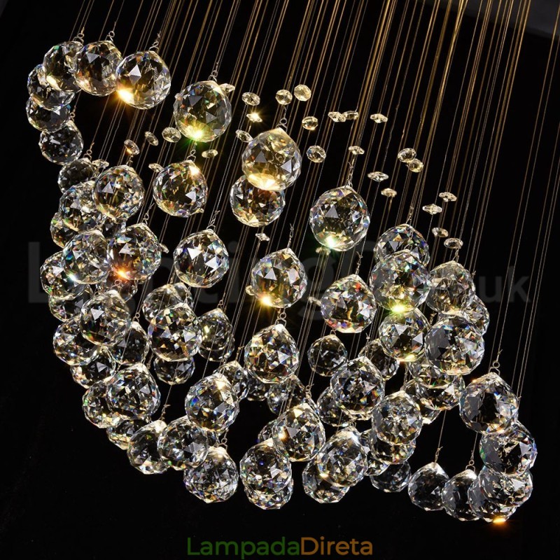 Lustre moderno contemporâneo, luminária pendente embutida, luz de gota de chuva de cristal